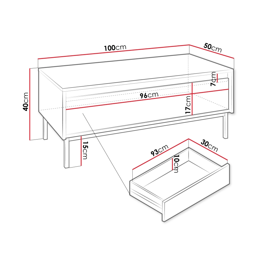 Kafijas galdiņš OZMI 40x100 cm kašmīra toņa