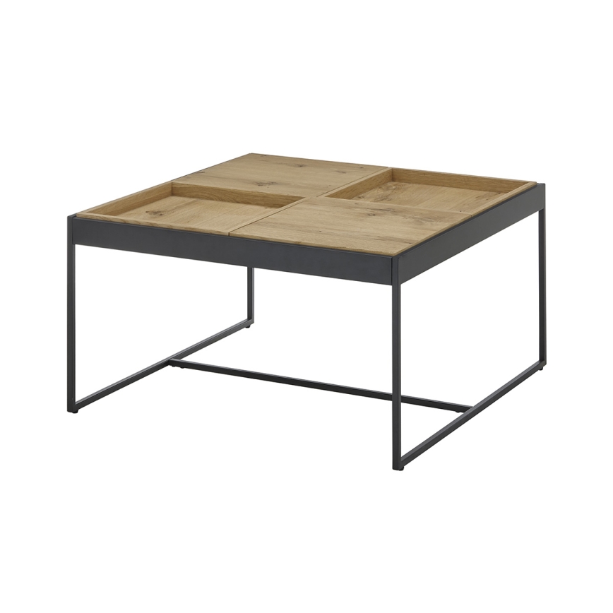 Kafijas galdiņš PULSE 83x83 cm ozols/melns