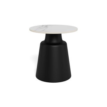 Kafijas galdiņš SANTORINI, diametrs 45 cm, balts/melns, keramika