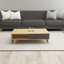 Kafijas galdiņš SILVER 33x90 cm antracīta/bēšs