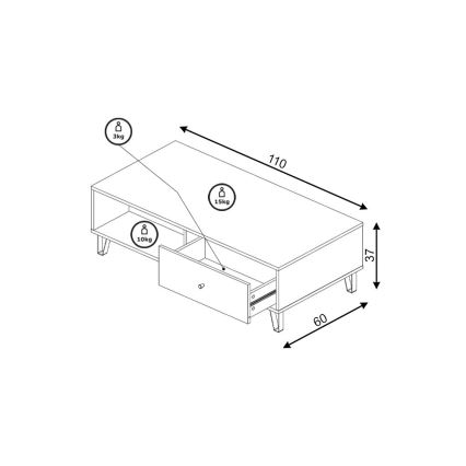 Kafijas galdiņš SULA artisan ozols/balts