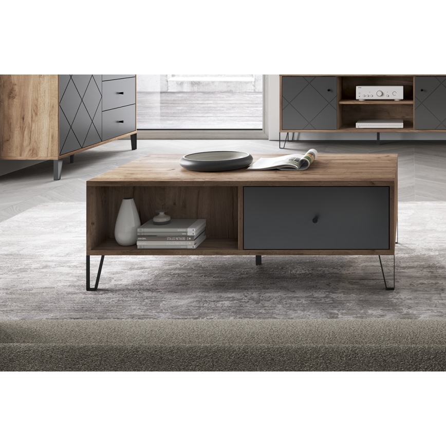 Kafijas galdiņš SULA ozols craft/melns