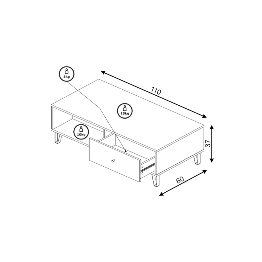 Kafijas galdiņš SULA ozols craft/melns