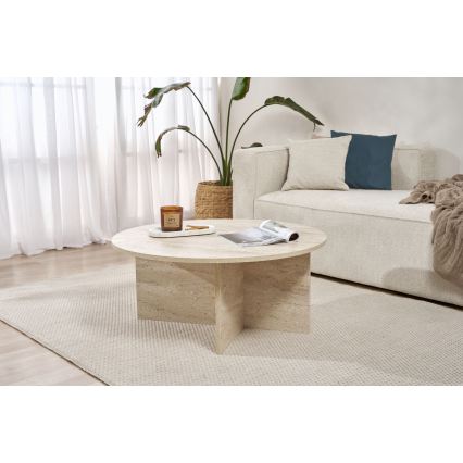 Kafijas galdiņš VERUM Ø 90 cm travertīns