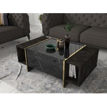Kafijas galdiņš VEYRON 37,3x103,8 cm melns/zelta