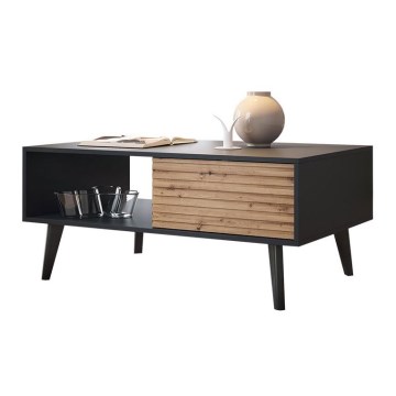 Kafijas galdiņš WILLOW 46x104 cm melna/ozolkoka raksts