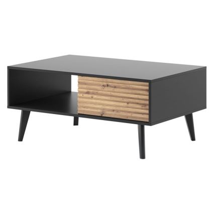 Kafijas galdiņš WILLOW 46x104 cm melna/ozolkoka raksts