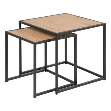 Kafijas galdiņu komplekts SARON 2 gab. ozols/melna