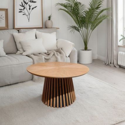Kafijas galds CARINA, Ø 75 cm, ozols/melns