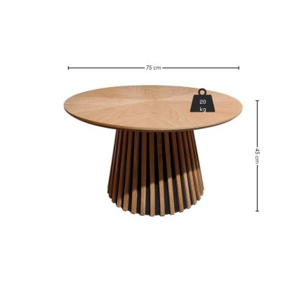 Kafijas galds CARINA, Ø 75 cm, ozols/melns