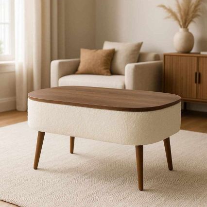 Kafijas galds FELPO 60x90 cm balts/valrieksts