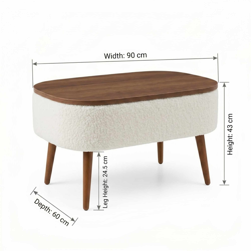 Kafijas galds FELPO 60x90 cm balts/valrieksts