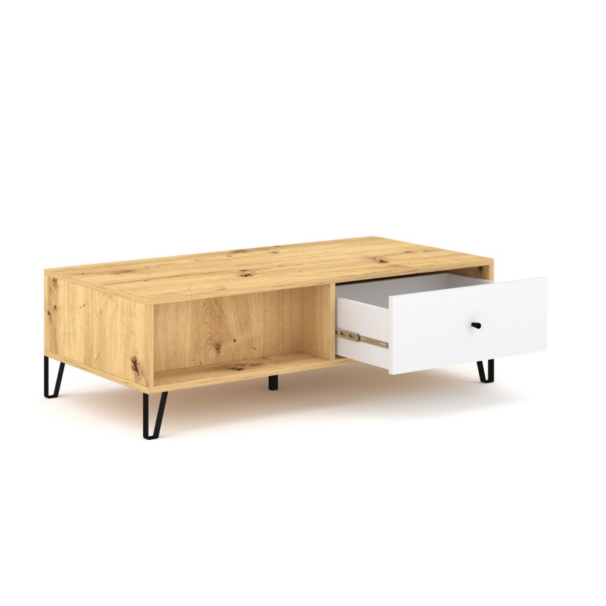 Kafijas galds SULA artisan ozols/balts