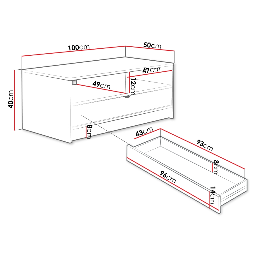 Kafijas galds TIRENO 40x100 cm bēšs