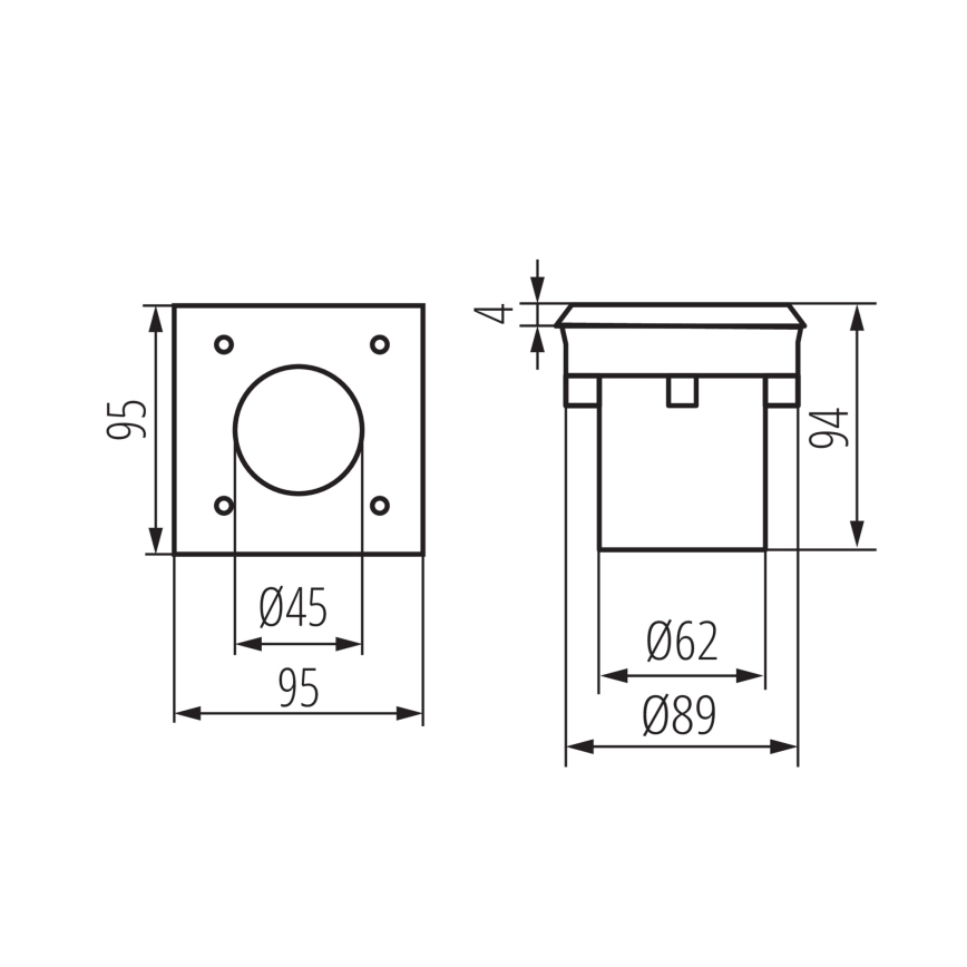 LED āra iebūvējamais brauktuves apgaismotājs GORDO LED/1W/230V 9,5x9,5 cm IP67 nerūsējošais tērauds