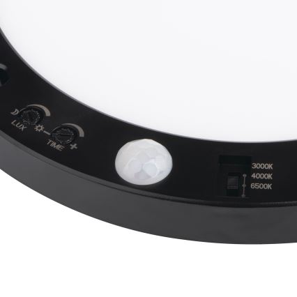LED Griestu/iegremdējama lampa ar kustību sensoru 2in1 ERGA LED/17W/230V 3000/4000/6500K melna