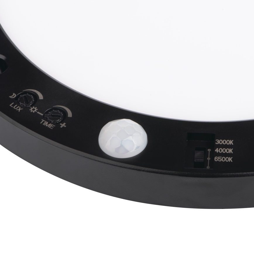 LED Griestu/iegremdējama lampa ar kustību sensoru 2in1 ERGA LED/17W/230V 3000/4000/6500K melna