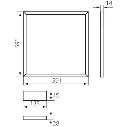LED ieliekamā rāmis AVAR LED/40W/230V 4000K 59x59 cm