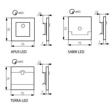 LED kāpņu gaismeklis ar sensoru LED/0,8W/12V 3000K