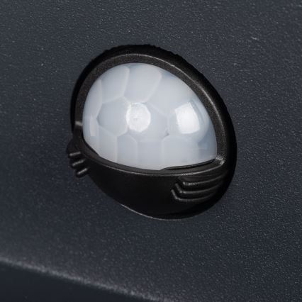 LED āra sienas gaismeklis ar sensoru REKA LED/7W/230V IP54 antracīta, kvadrātveida