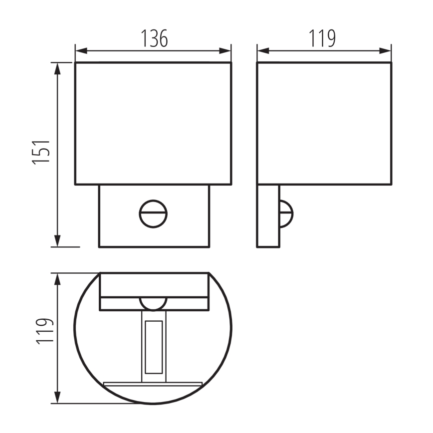 LED āra sienas lampa ar kustības un krēslas sensoru REKA LED/7W/230V IP54 antracīta apaļa