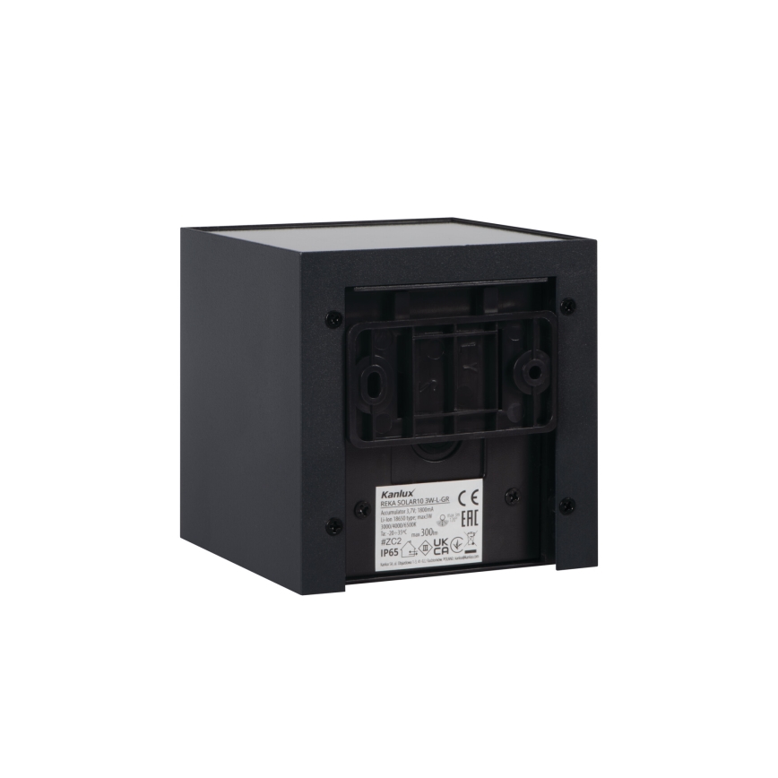 LED saules sienas gaismeklis ar sensoru REKA LED/3W/3,7V 1800 mAh 3000/4000/6500K IP65 melns