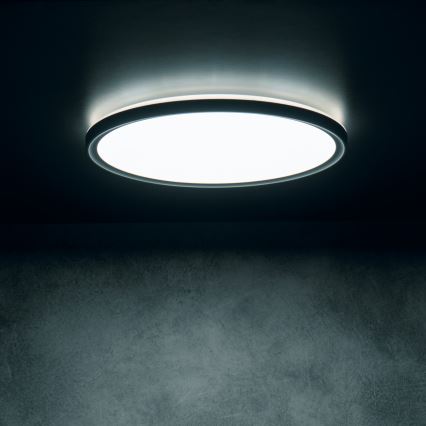 LED griestu gaismeklis AZPO LED/18,5W/230V 3000/4000/6000K Ø 29 cm IP54 melns