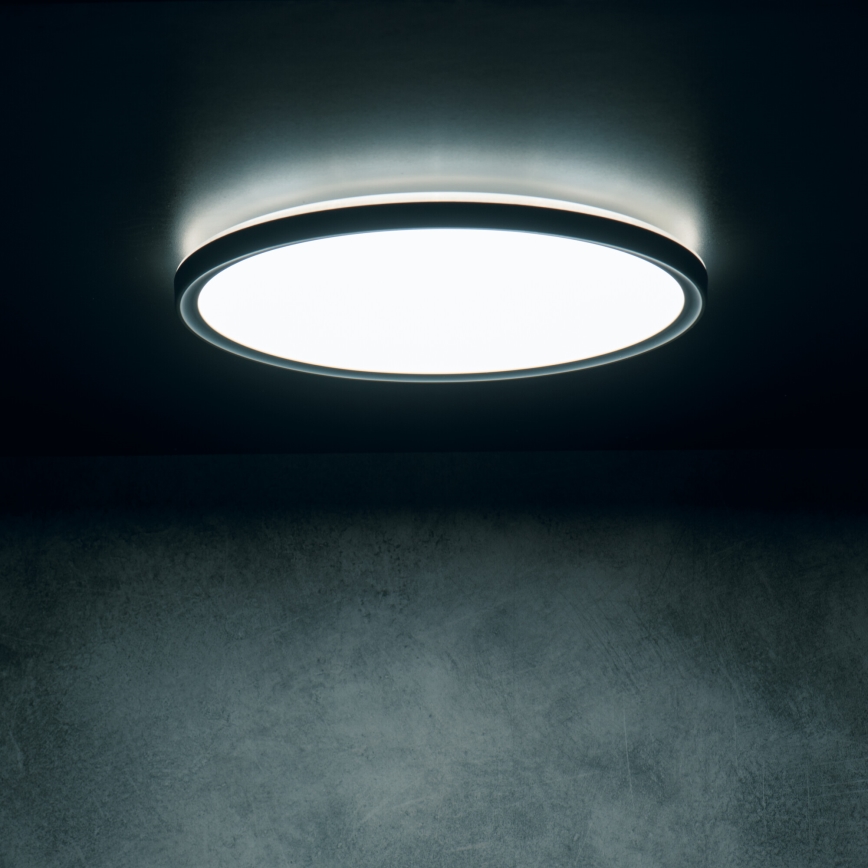 LED griestu gaismeklis AZPO LED/22W/230V 3000/4000/6000K pr. 42 cm IP54 melns