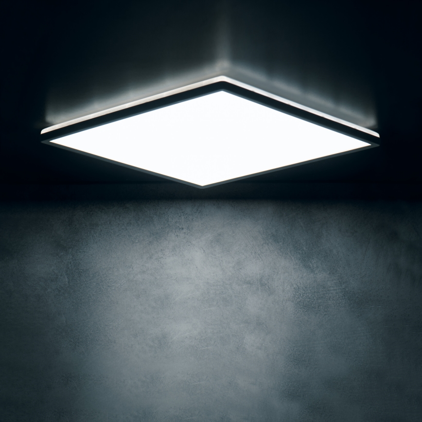 LED griestu lampa AZPO LED/22W/230V 3000/4000/6000K 42x42 cm IP54 melna