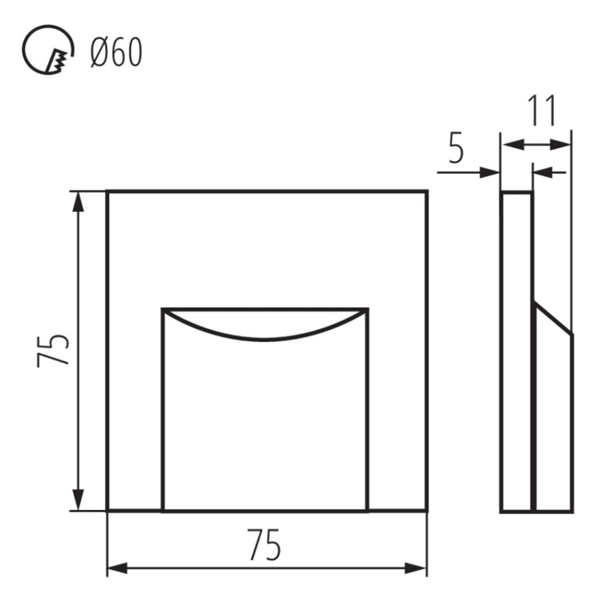 LED kāpņu gaismeklis ERINUS LED/0,8W/12V 3000K balts