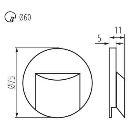 LED kāpņu gaismeklis ERINUS LED/0,8W/12V 4000K balts