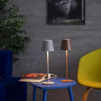 LED Aptumšojama, lādējama galda lampa INITA LED/1,2W/1800 mAh IP54 brūna