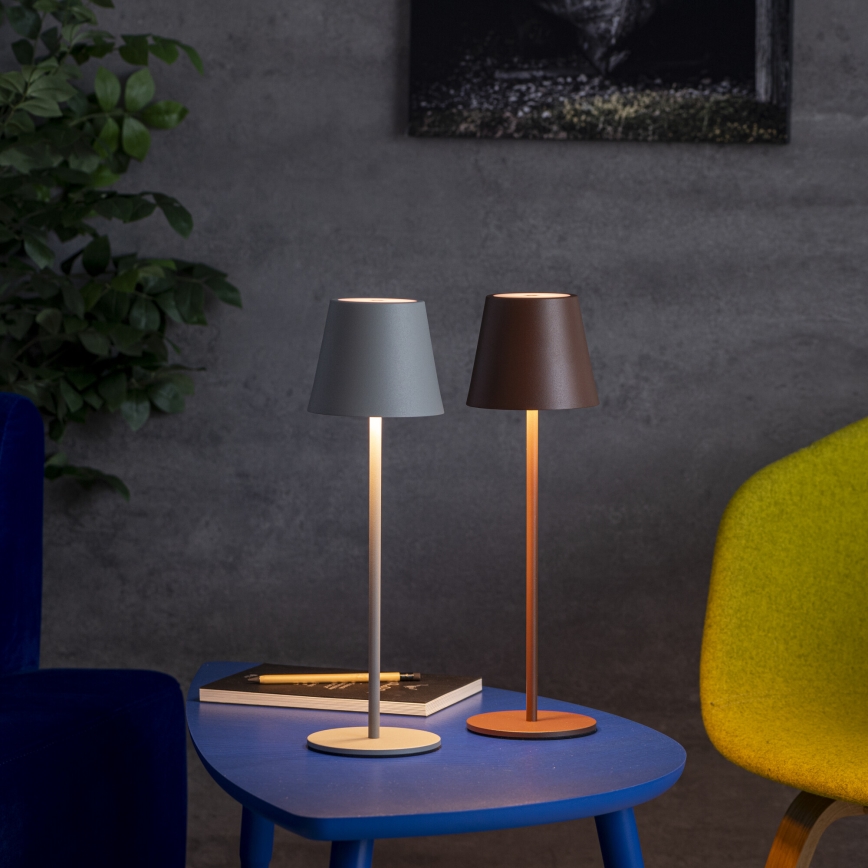 LED Aptumšojama, lādējama galda lampa INITA LED/1,2W/1800 mAh IP54 pelēka