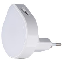 Kanlux 37396 - LED Aptumšojama orientēšanās lampa ar krēslas sensoru kontaktligzdai ULOV LED/0,5W/230V balta