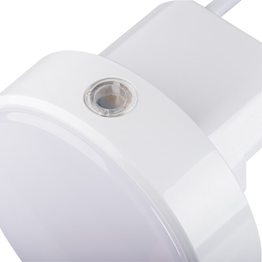 Kanlux 37396 - LED Aptumšojama orientēšanās lampa ar krēslas sensoru kontaktligzdai ULOV LED/0,5W/230V balta