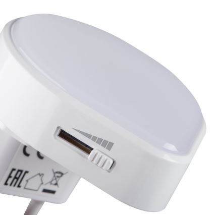LED regulējama orientējoša naktslampa ar krēslas sensoru kontaktligzdai ULOV LED/0,5W/230V balta