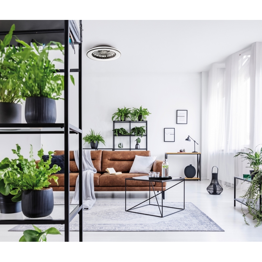 LED Aptumšojama griestu lampa ar ventilatoru PLAVE LED/48W/230V 3000/4000/6500K + tālvadības pults