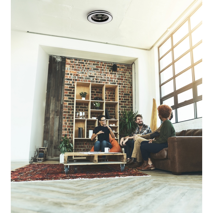 LED Aptumšojama griestu lampa ar ventilatoru PLAVE LED/48W/230V 3000/4000/6500K + tālvadības pults