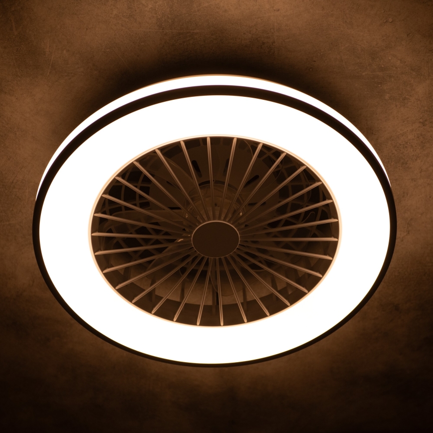 LED Aptumšojama griestu lampa ar ventilatoru PLAVE LED/48W/230V 3000/4000/6500K + tālvadības pults