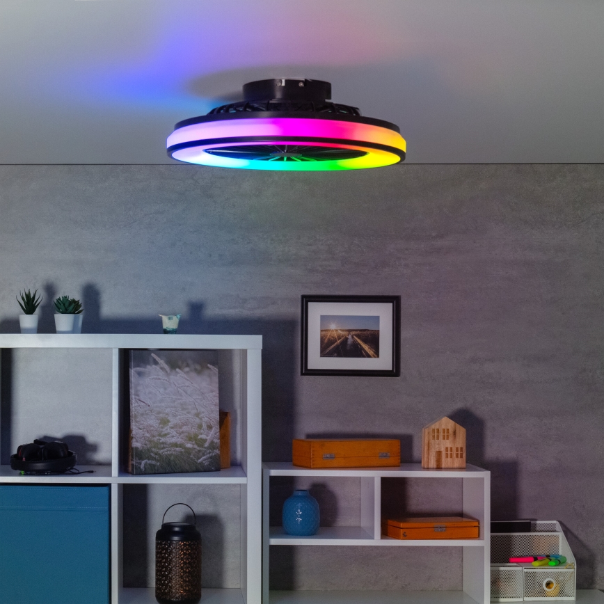 LED RGBW Aptumšojama griestu lampa ar ventilatoru PLAVE LED/48W/230V 3000/4000/6500K + tālvadības pults