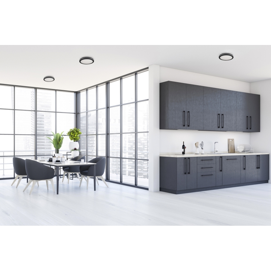 LED Āra griestu lampa BENO E LED/40W/230V 3000/4000/6500K d. 40 cm IP65 melna
