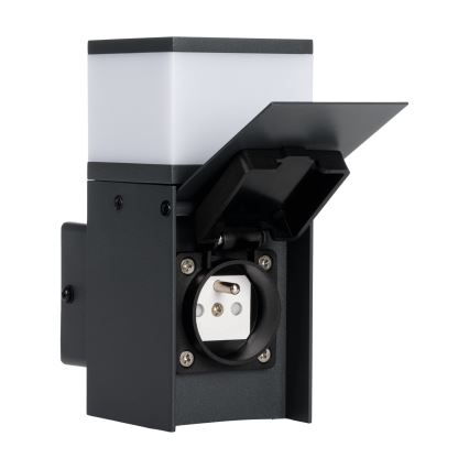 Āra sienas lampa ar kontaktligzdu DASTEN 1xG9/11W/230V IP44 melna