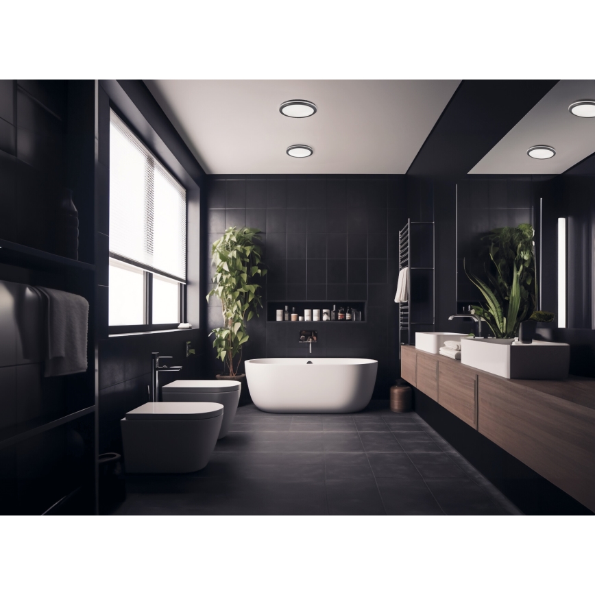 LED Āra griestu lampa ar kustību sensoru BENO LED/24/30W/230V 3000/3500/4000K IP65 antracīta apaļa
