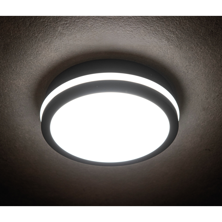 LED Āra griestu lampa ar kustību sensoru BENO LED/24/30W/230V 3000/3500/4000K IP65 antracīta apaļa
