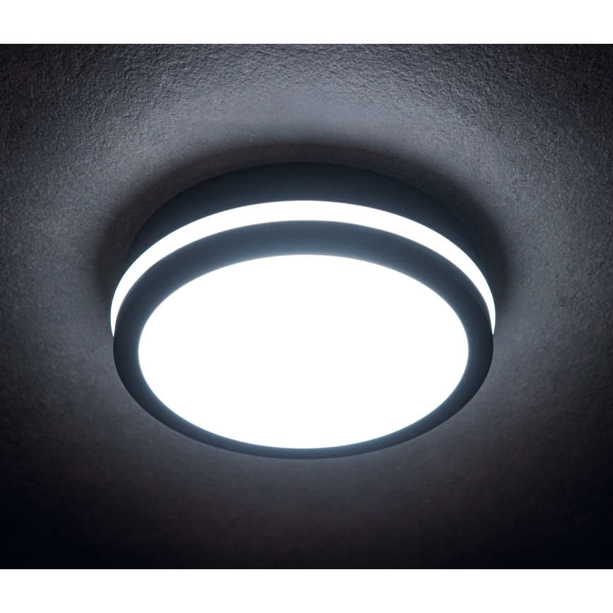 LED Āra griestu lampa ar kustību sensoru BENO LED/12/18W/230V 3000/3500/4000K IP65 antracīta apaļa