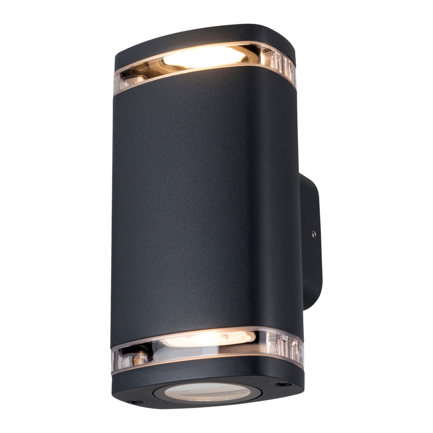 Āra sienas lampa ZEVI 2xGU10/10W/230V IP54 melna