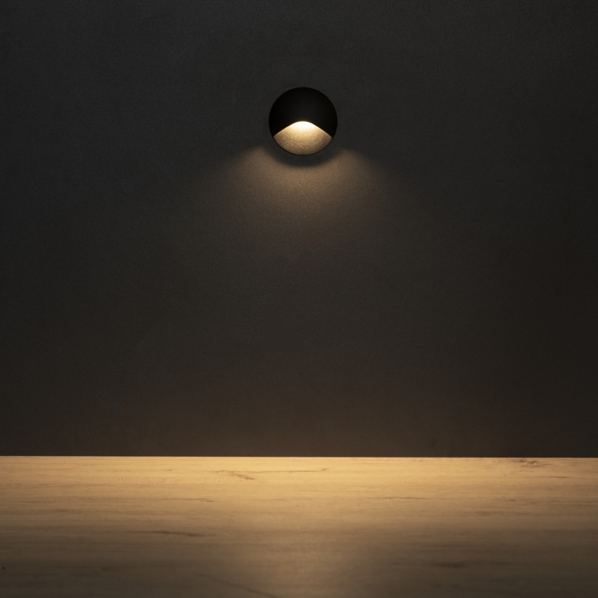 LED kāpņu gaismeklis EXIN LED/2,5W/230V 3000K IP65 melns apaļš