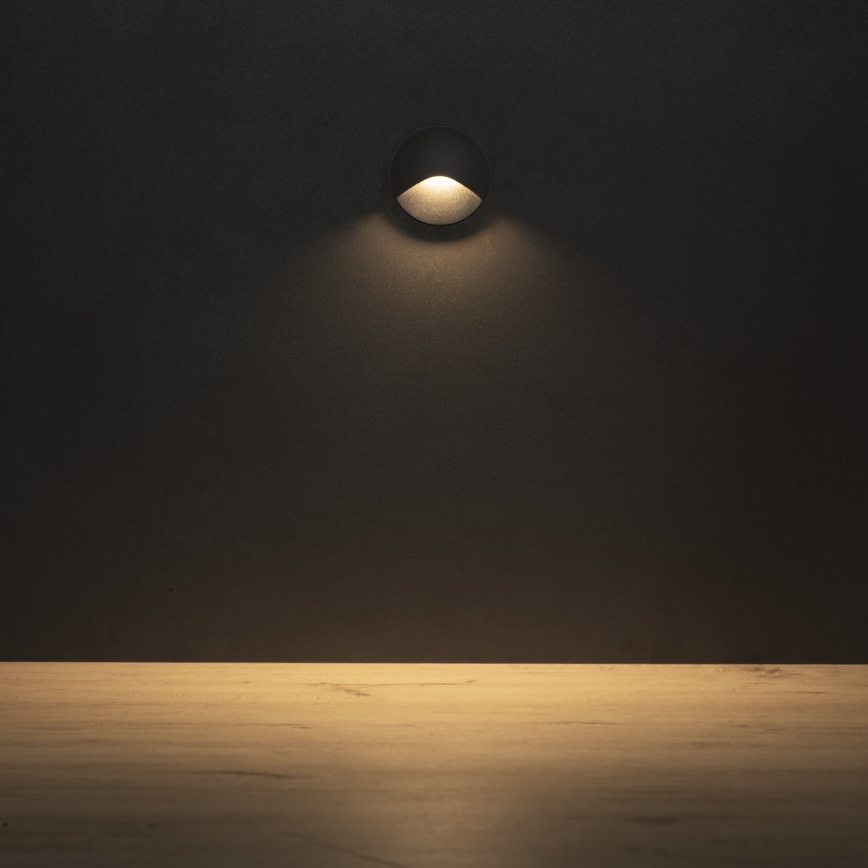 LED kāpņu gaismeklis EXIN LED/2,5W/230V 3000K IP65, apaļš, antracīta krāsa