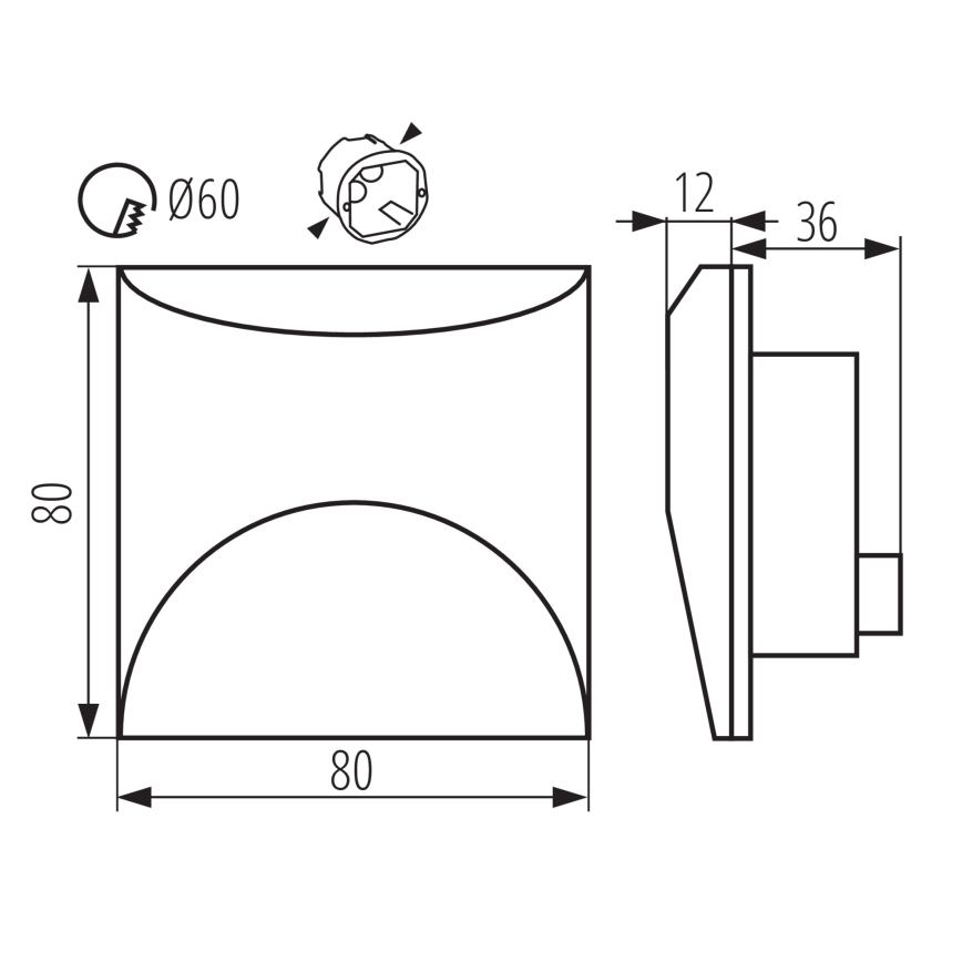 LED kāpņu gaismeklis EXIN LED/2,5W/230V 3000K IP65 balts kvadrātveida