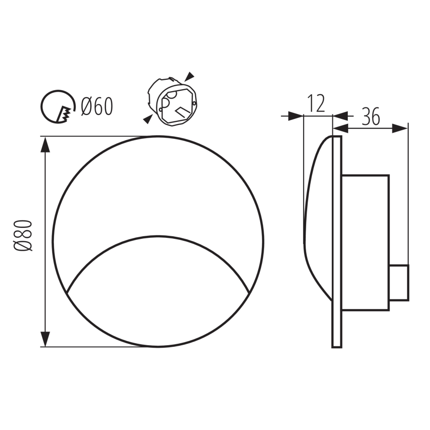 LED kāpņu gaismeklis EXIN LED/2,5W/230V 4000K IP65 antracīts apaļš